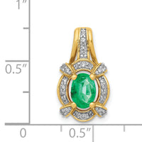 14k Fancy Diamond and Oval Emerald Pendant-PM5284-EM-020-YA