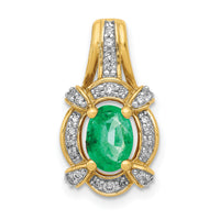 14k Fancy Diamond and Oval Emerald Pendant-PM5284-EM-020-YA