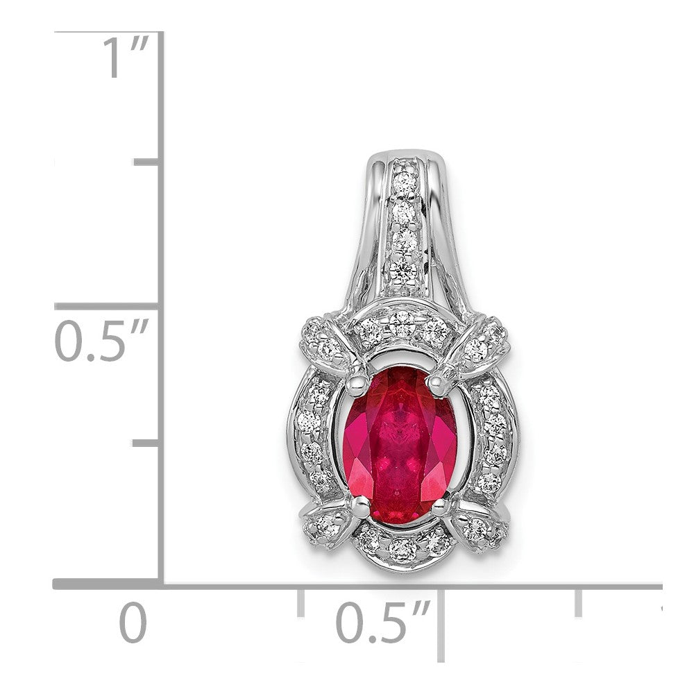 14k White Gold 1/5ct. Diamond and 1.10 Ruby Pendant-PM5284-RU-020-WA