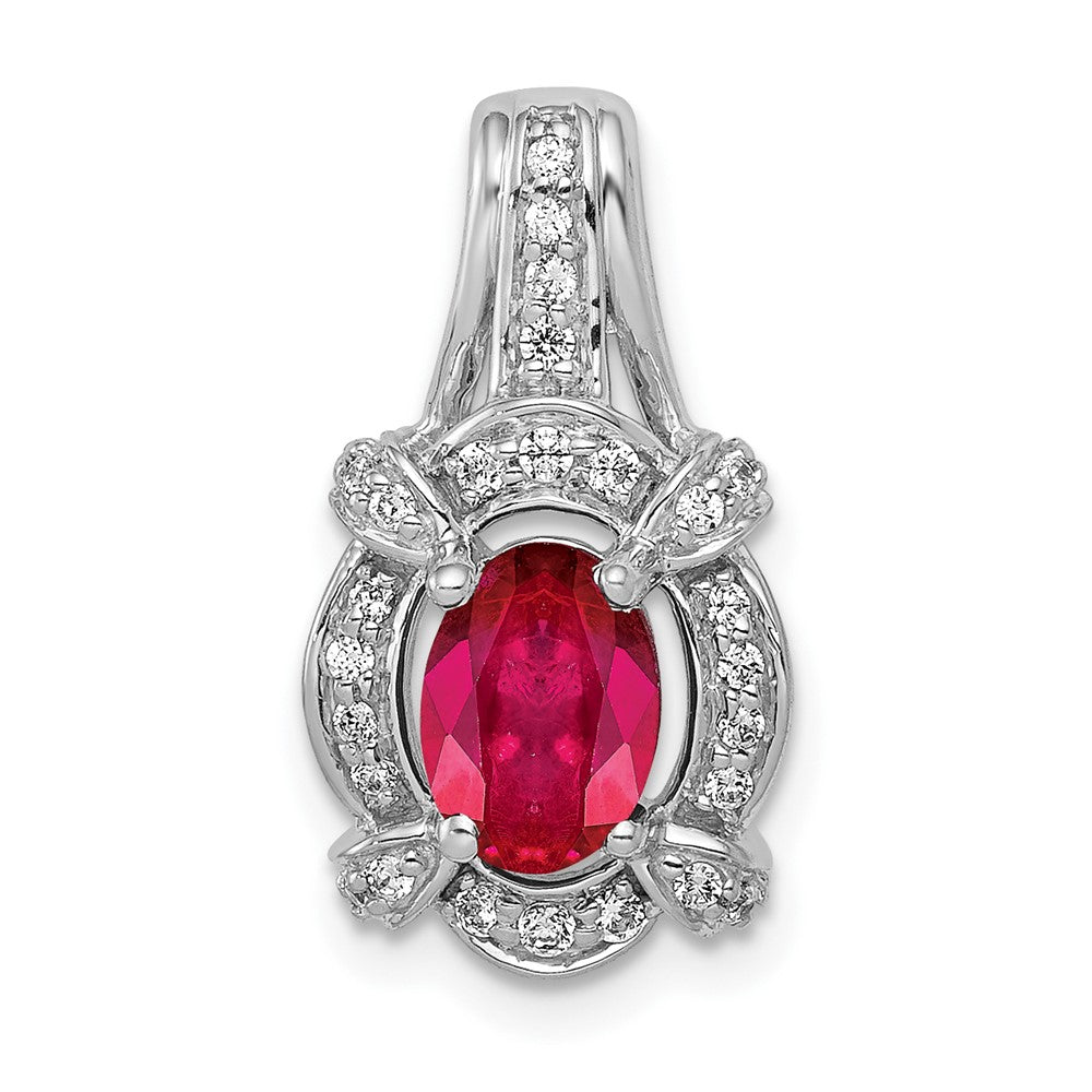 14k White Gold 1/5ct. Diamond and 1.10 Ruby Pendant-PM5284-RU-020-WA