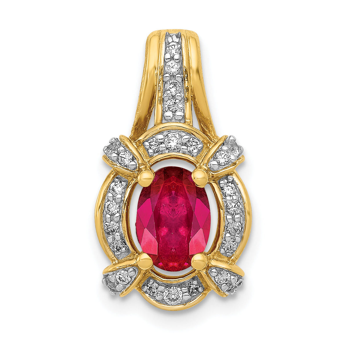 14k 1/5ct. Diamond and 1.10 Ruby Pendant-PM5284-RU-020-YA
