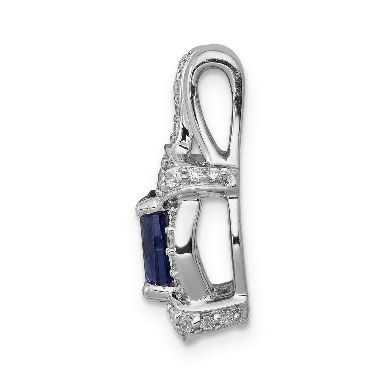 14k White Gold Diamond and Sapphire Fancy Oval Pendant-PM5284-SA-020-WA