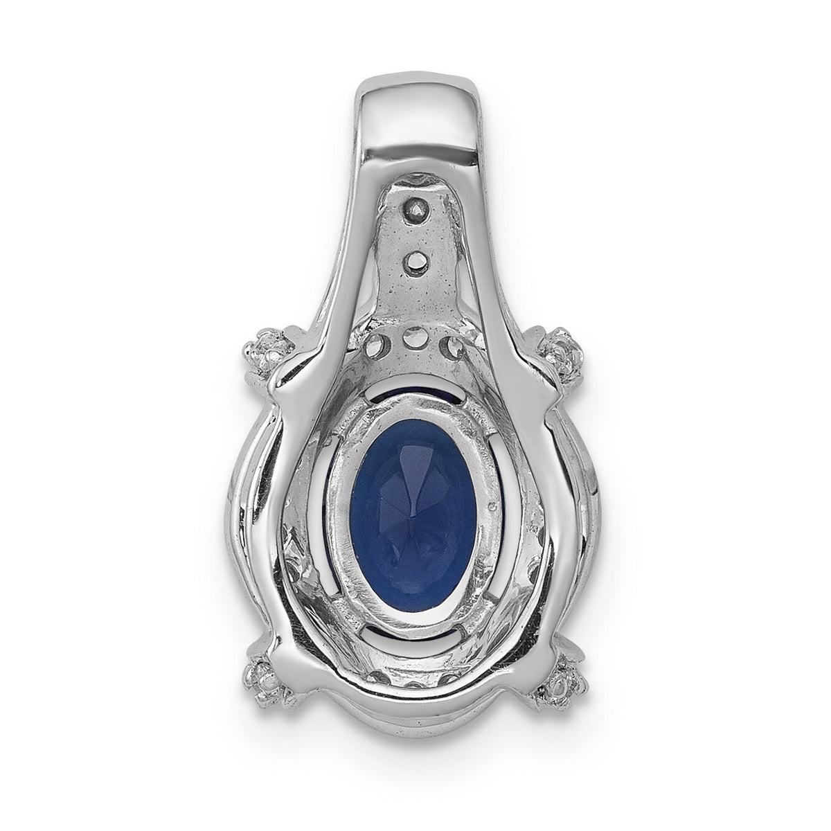 14k White Gold Diamond and Sapphire Fancy Oval Pendant-PM5284-SA-020-WA