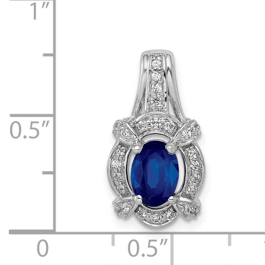 14k White Gold Diamond and Sapphire Fancy Oval Pendant-PM5284-SA-020-WA