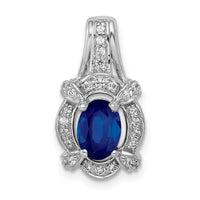 14k White Gold Diamond and Sapphire Fancy Oval Pendant-PM5284-SA-020-WA