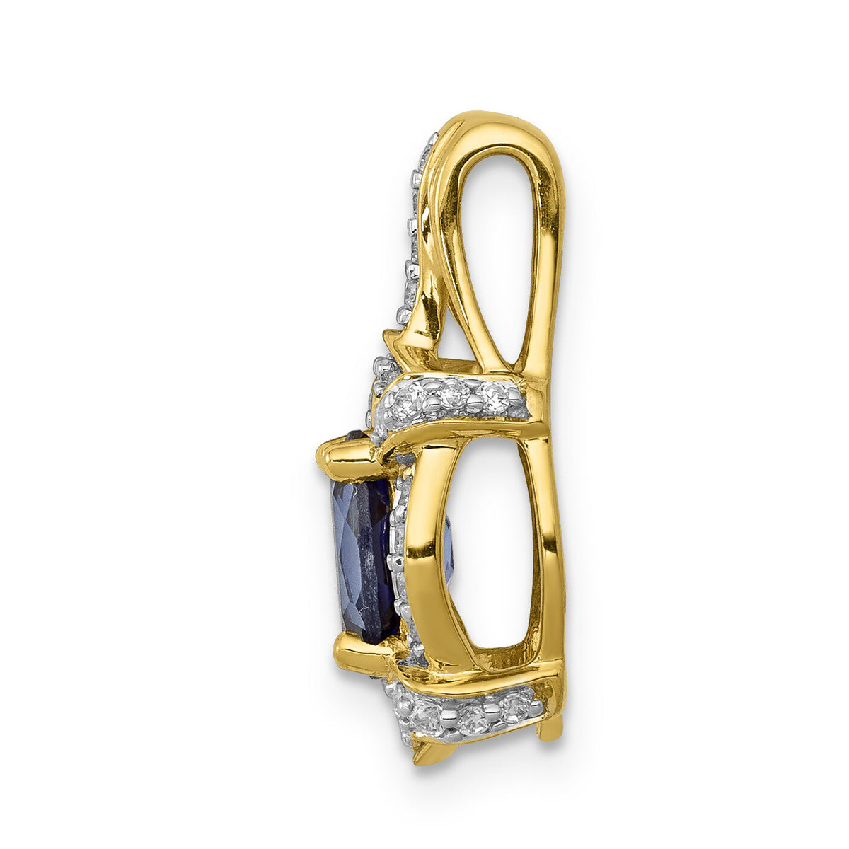 14k Diamond and Sapphire Fancy Oval Pendant-PM5284-SA-020-YA