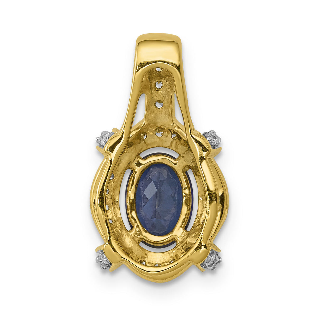 14k Diamond and Sapphire Fancy Oval Pendant-PM5284-SA-020-YA