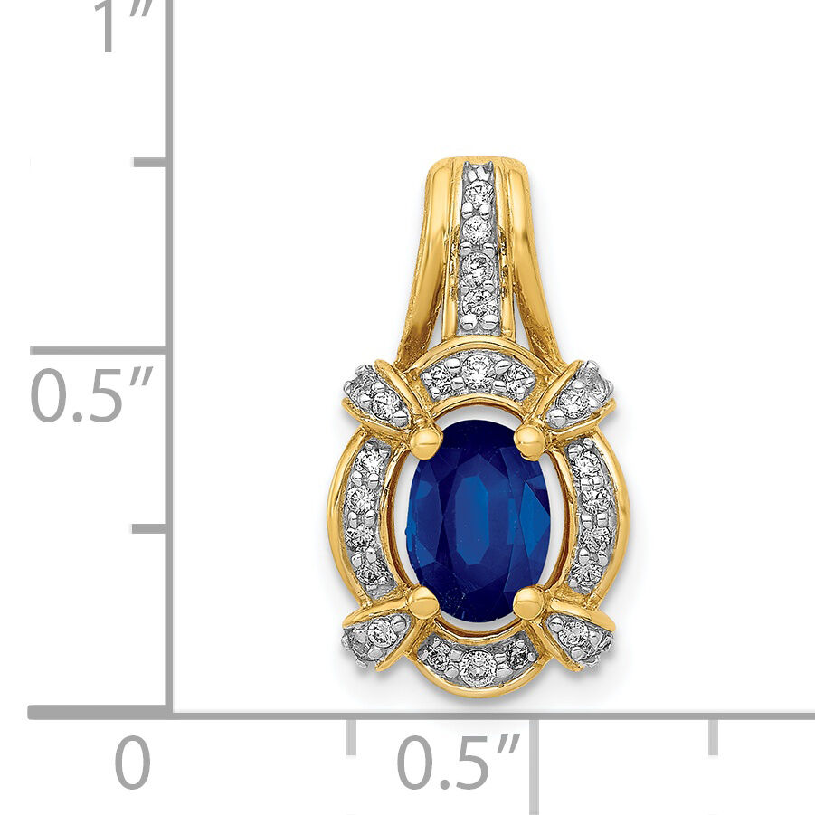 14k Diamond and Sapphire Fancy Oval Pendant-PM5284-SA-020-YA