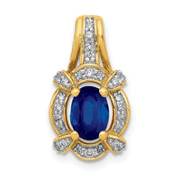 14k Diamond and Sapphire Fancy Oval Pendant-PM5284-SA-020-YA