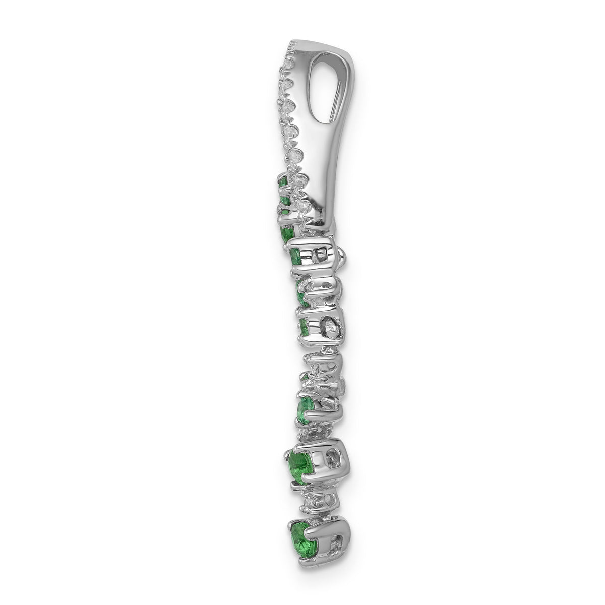 14k White Gold Fancy Diamond and Emerald Chain Slide-PM5288-EM-020-WA