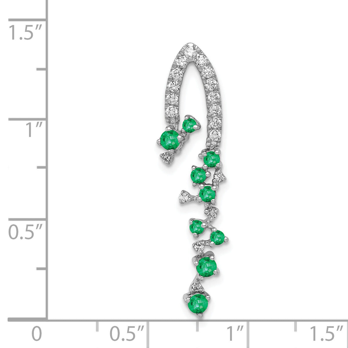 14k White Gold Fancy Diamond and Emerald Chain Slide-PM5288-EM-020-WA