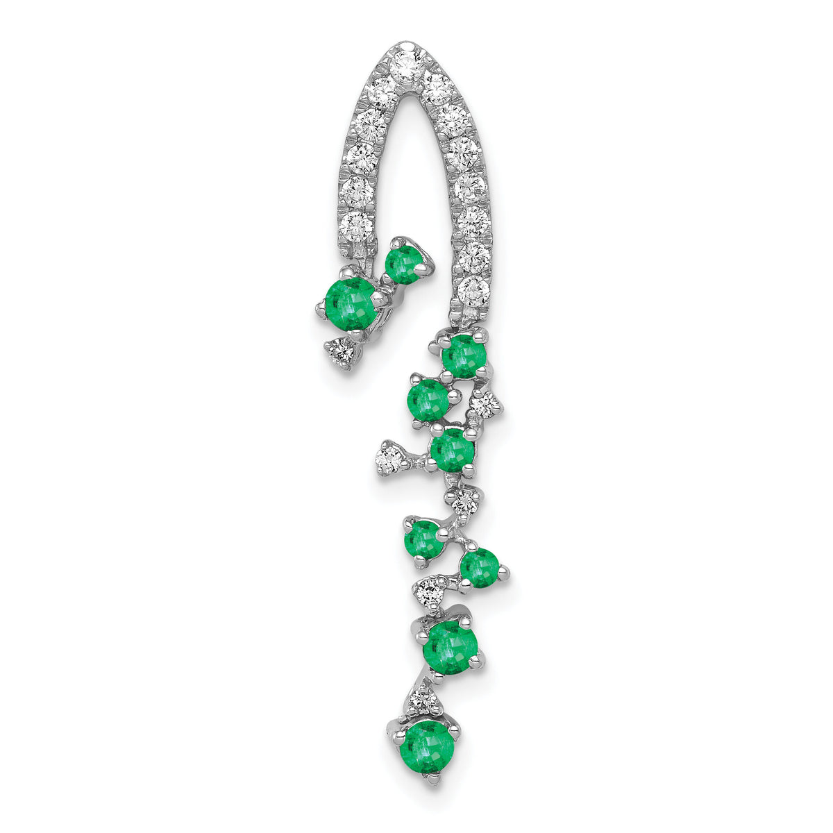 14k White Gold Fancy Diamond and Emerald Chain Slide-PM5288-EM-020-WA