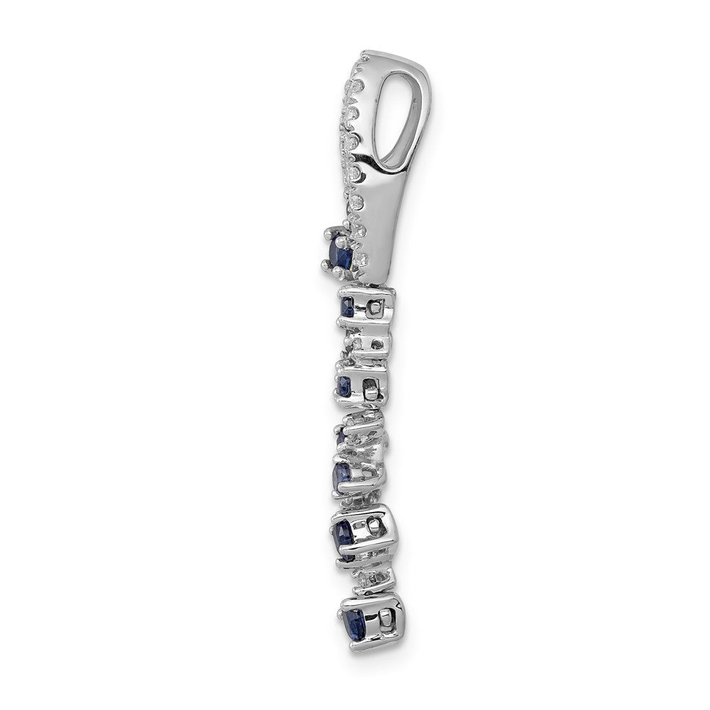 14k White Gold 1/5ct. Diamond and .36 Sapphire Chain Slide-PM5288-SA-020-WA