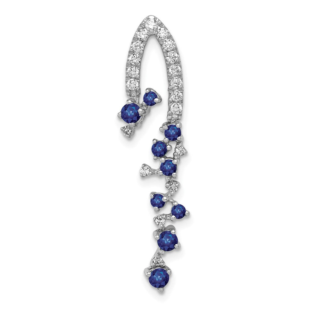 14k White Gold 1/5ct. Diamond and .36 Sapphire Chain Slide-PM5288-SA-020-WA
