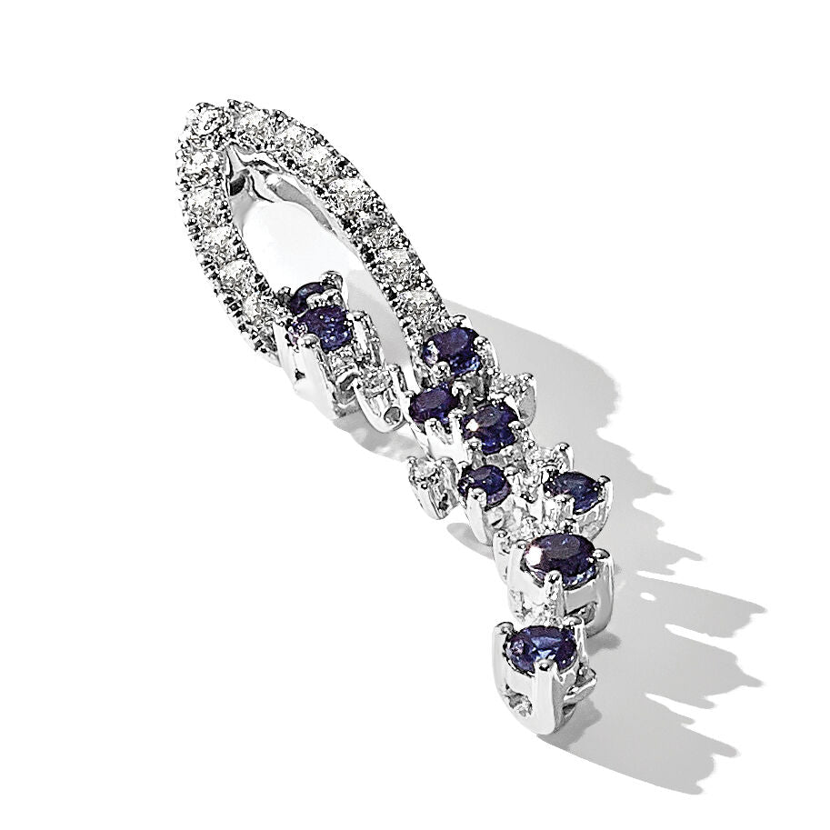 14k White Gold 1/5ct. Diamond and .36 Sapphire Chain Slide-PM5288-SA-020-WA