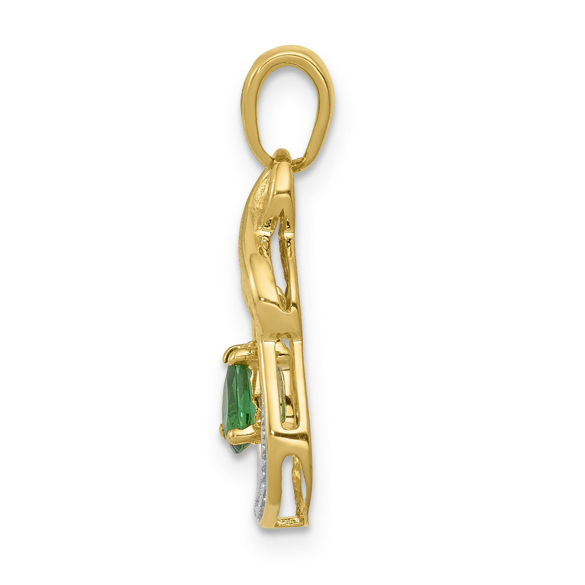14k Pear Emerald and Diamond Pendant-PM5291-EM-001-YA