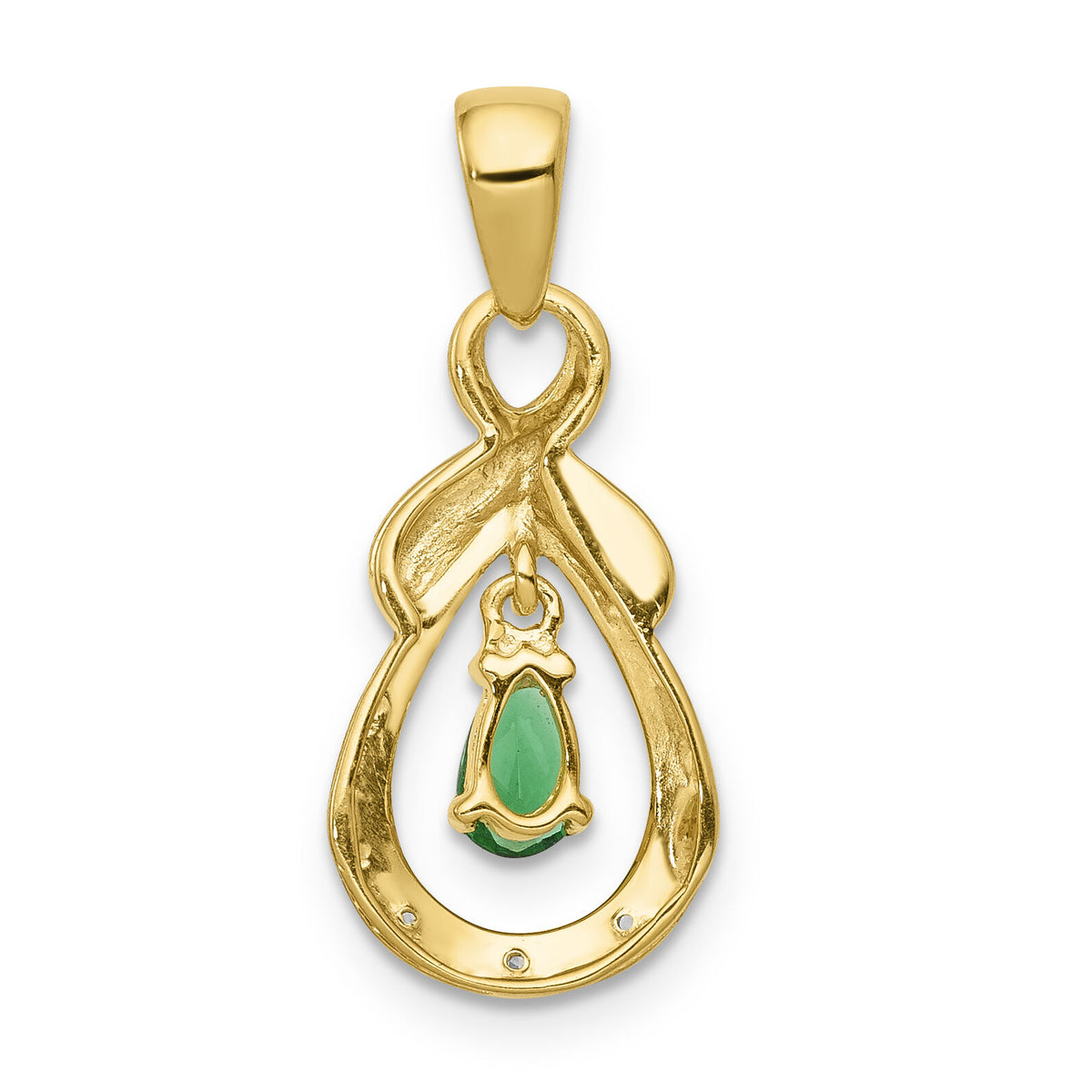 14k Pear Emerald and Diamond Pendant-PM5291-EM-001-YA