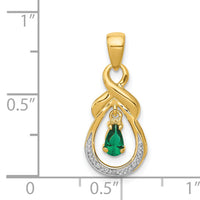 14k Pear Emerald and Diamond Pendant-PM5291-EM-001-YA