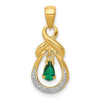 14k Pear Emerald and Diamond Pendant-PM5291-EM-001-YA