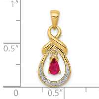 14k Pear Ruby and Diamond Dangle Pendant-PM5291-RU-001-YA