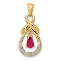 14k Pear Ruby and Diamond Dangle Pendant-PM5291-RU-001-YA