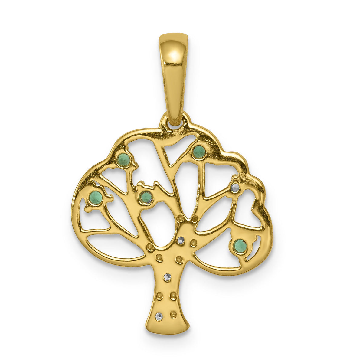 14k Created Emerald and Diamond Polished Tree Pendant-PM5294-CEM-002-YA