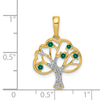 14k Created Emerald and Diamond Polished Tree Pendant-PM5294-CEM-002-YA