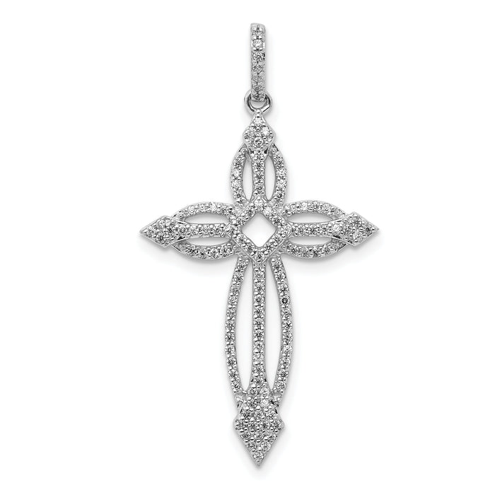 14k White Gold 1/3ct. Diamond Fancy Cross Pendant-PM5851-033-WA