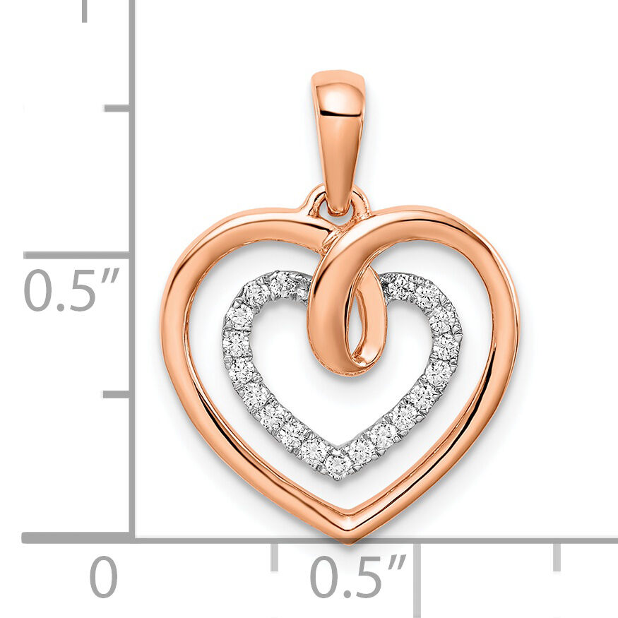 14k Two-tone White and Rose Heart Diamond Pendant-PM6068-010-WRA