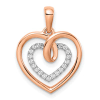 14k Two-tone White and Rose Heart Diamond Pendant-PM6068-010-WRA