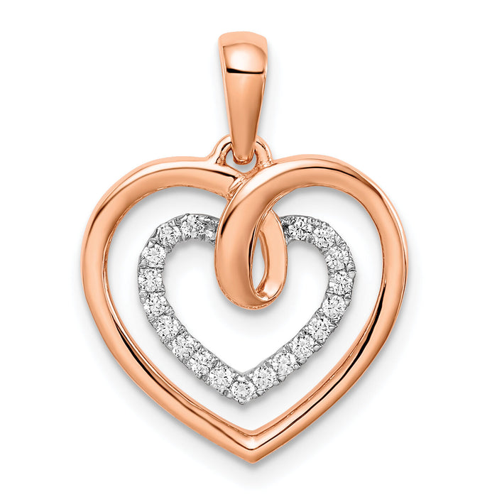 14k Two-tone White and Rose Heart Diamond Pendant-PM6068-010-WRA