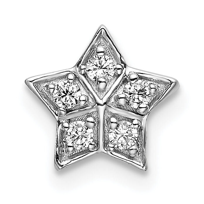 14k White Gold Diamond Star Chain Slide Pendant-PM6608-010-WA