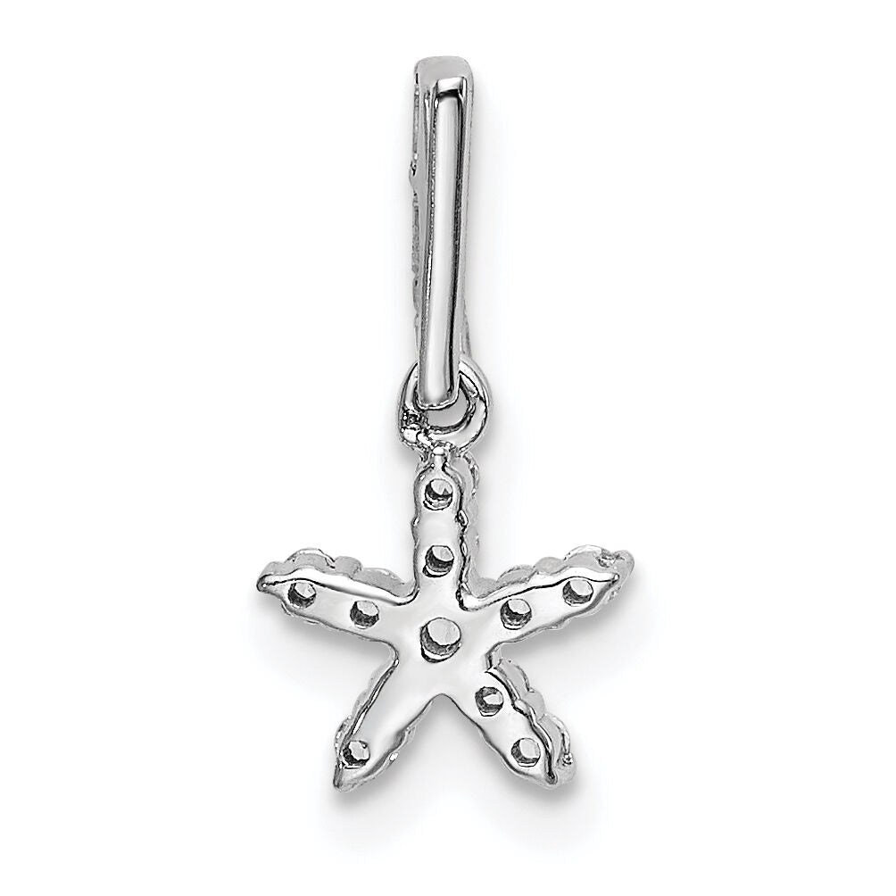 14k White Gold Diamond Star Pendant-PM6612-010-WA