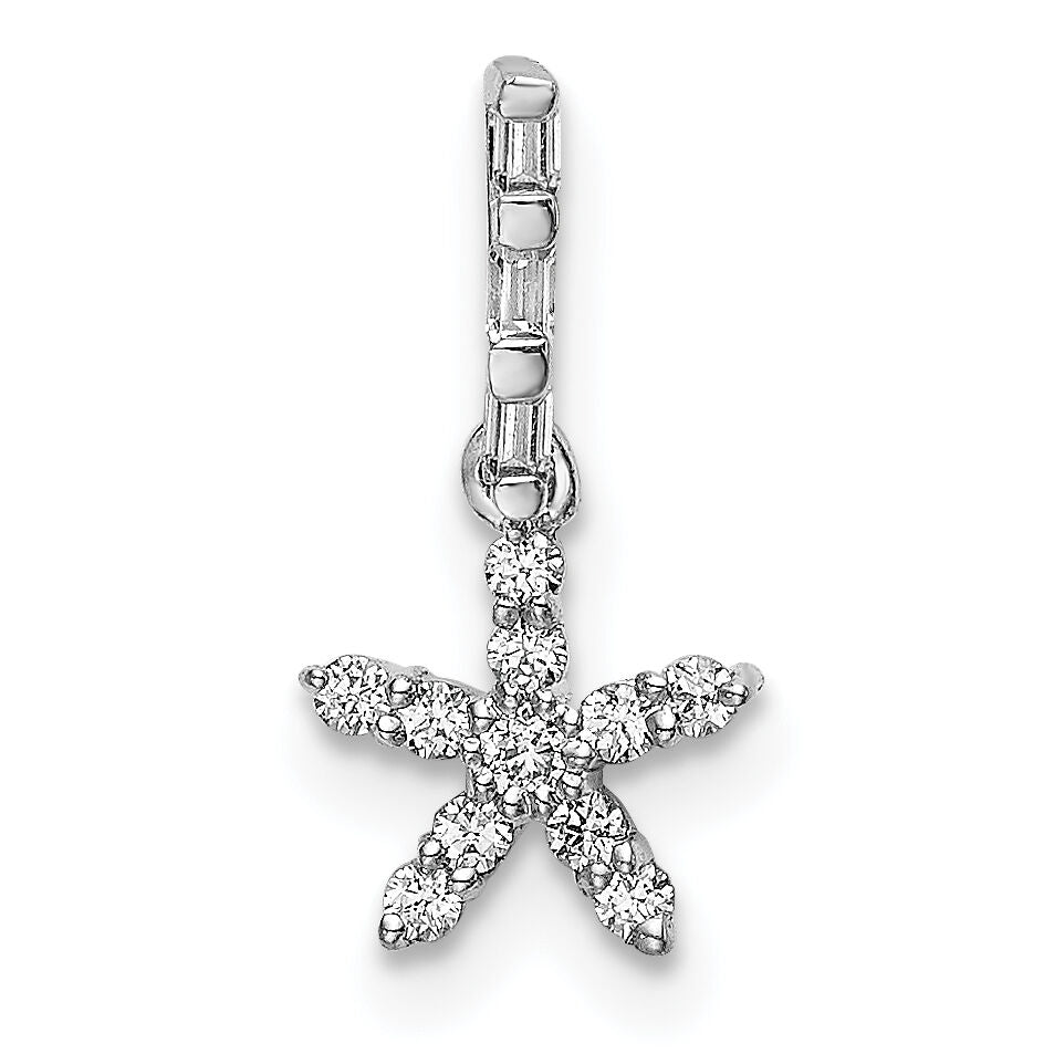 14k White Gold Diamond Star Pendant-PM6612-010-WA