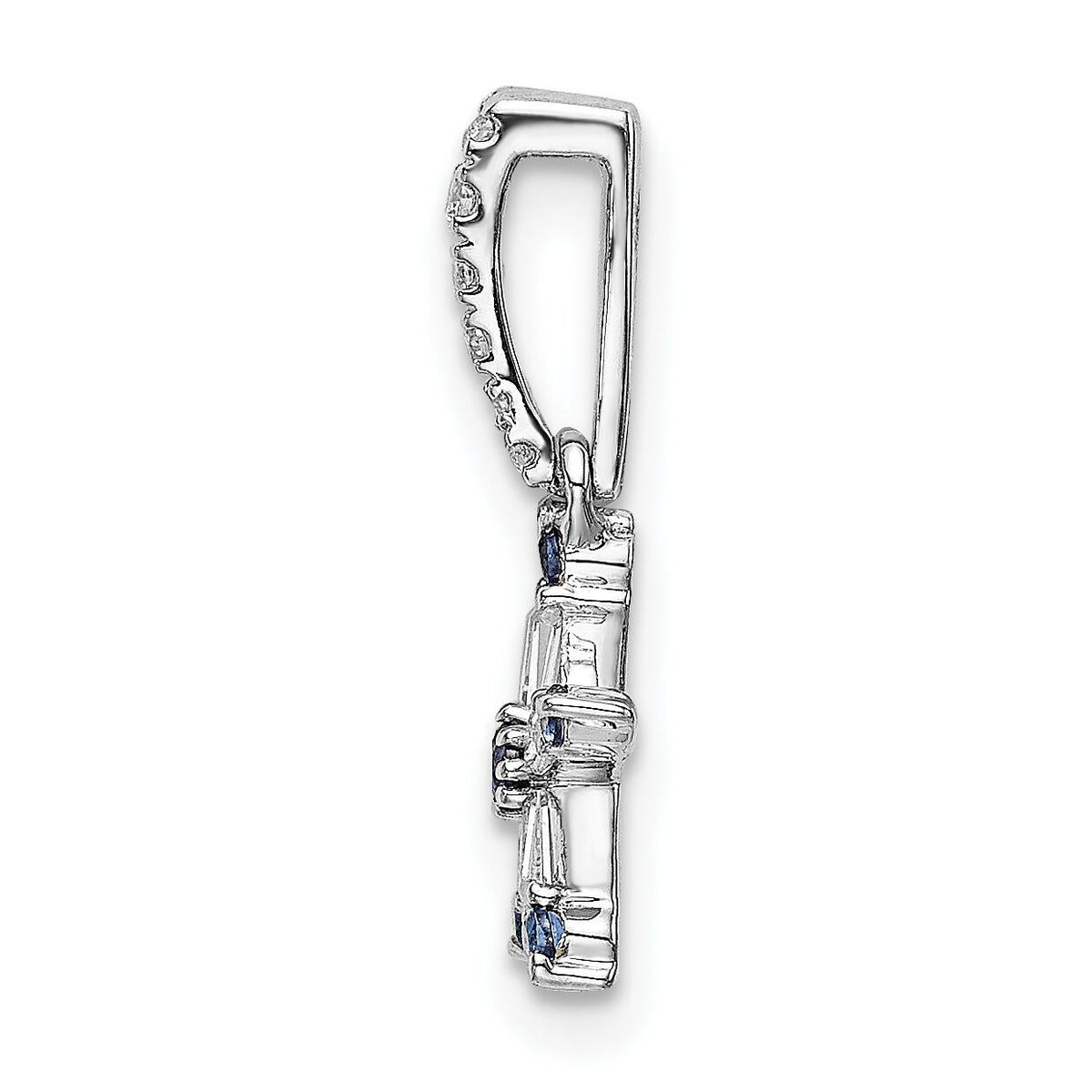 14k White Gold Blue Sapphire and Diamond Star Pendant-PM6614-SA-010-WA