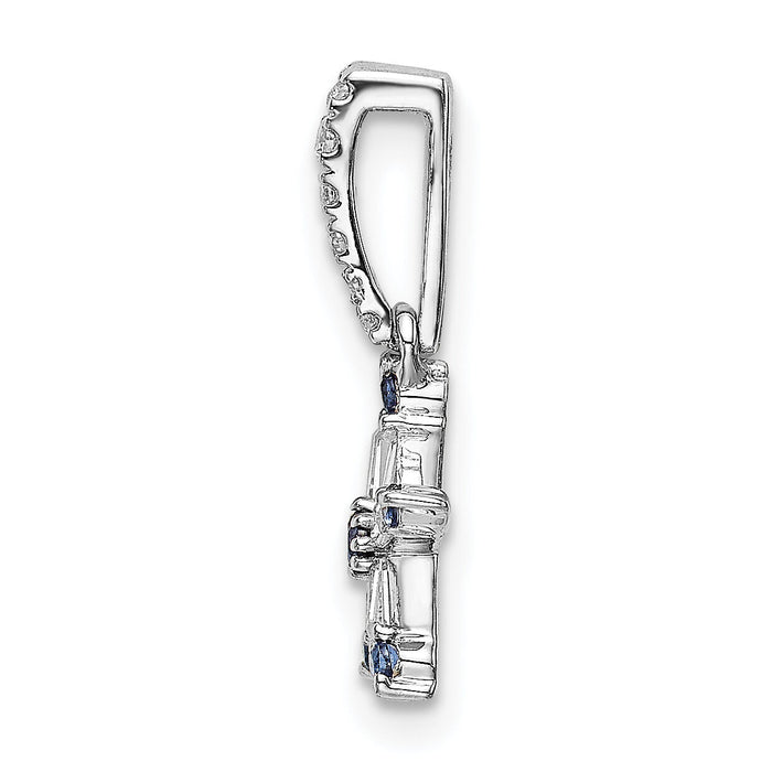 14k White Gold Blue Sapphire and Diamond Star Pendant-PM6614-SA-010-WA