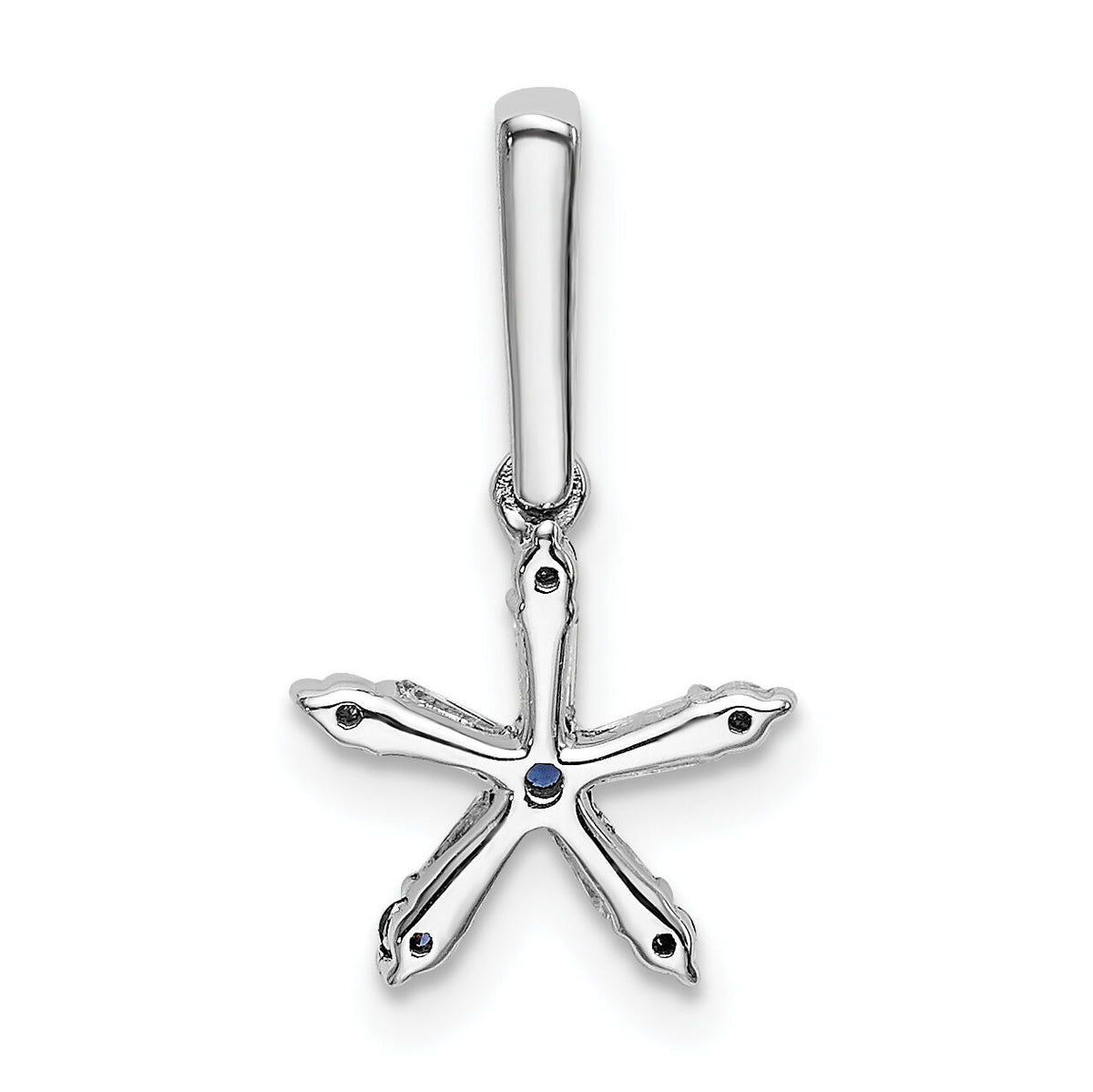 14k White Gold Blue Sapphire and Diamond Star Pendant-PM6614-SA-010-WA