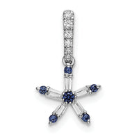 14k White Gold Blue Sapphire and Diamond Star Pendant-PM6614-SA-010-WA