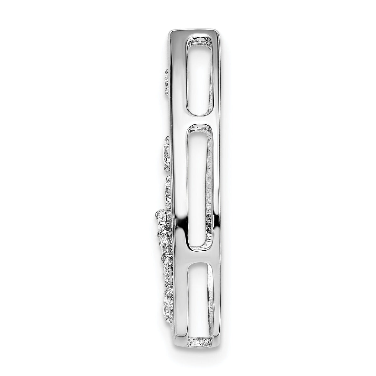 14k White Gold Polished Teardrop Diamond Chain Slide-PM6829-034-WA