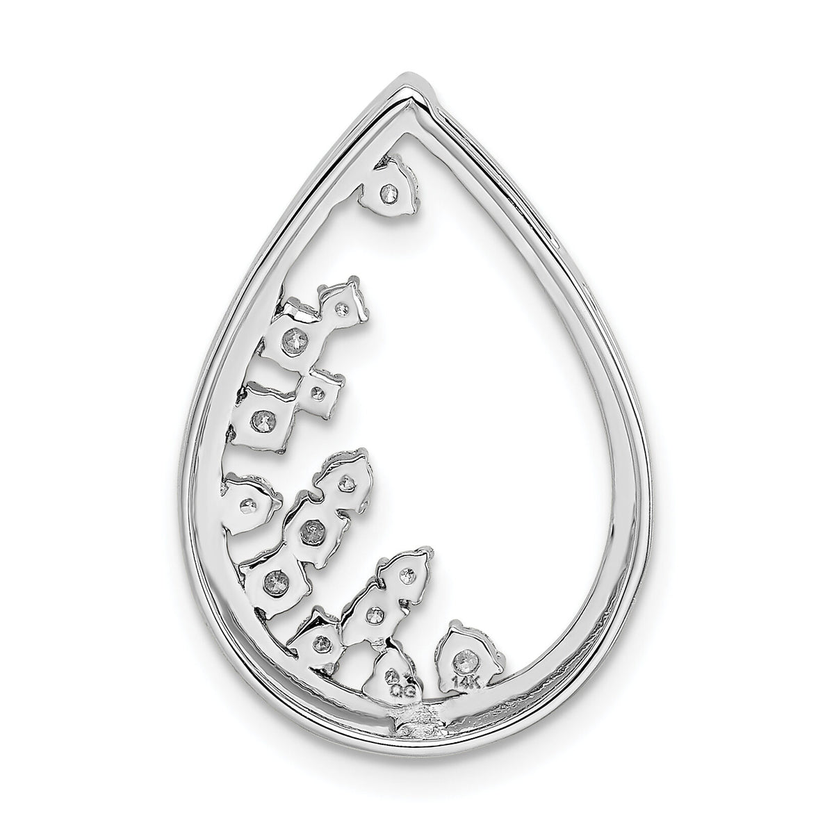 14k White Gold Polished Teardrop Diamond Chain Slide-PM6829-034-WA