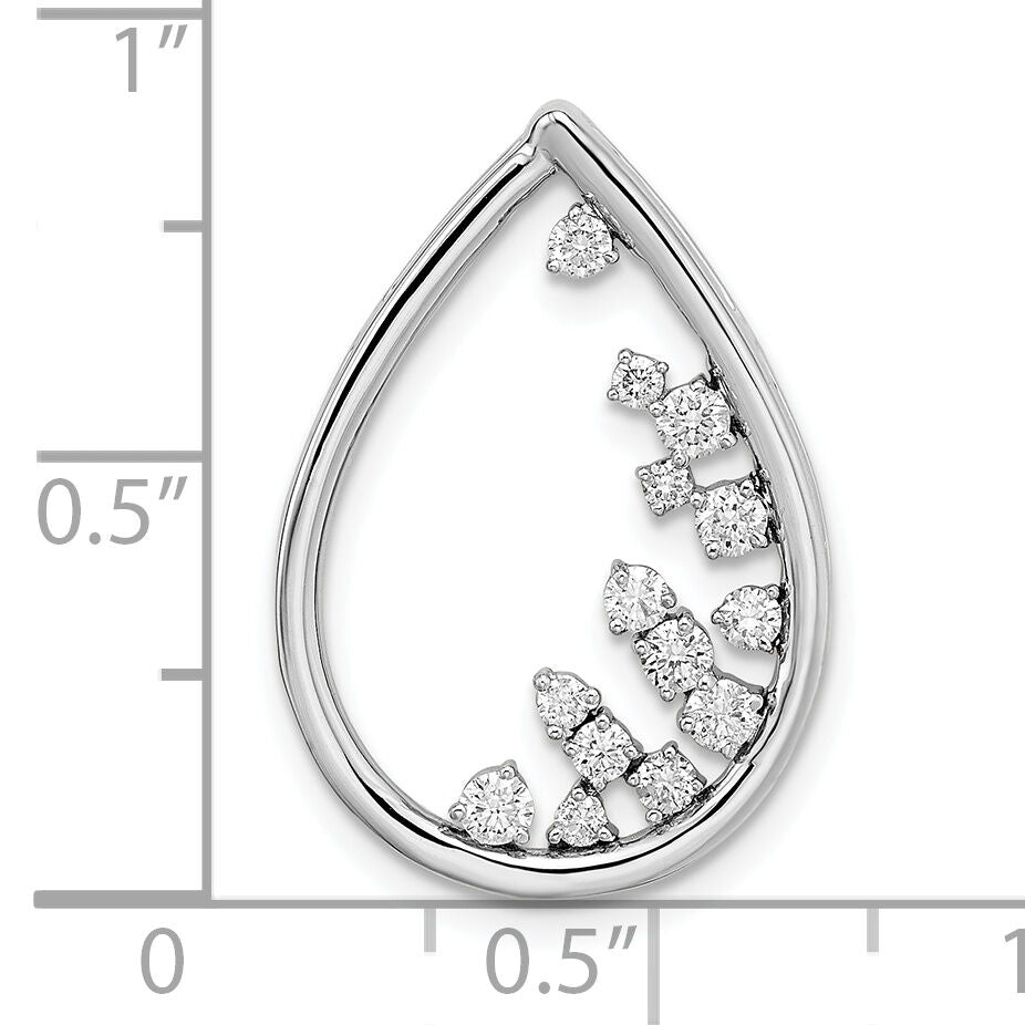 14k White Gold Polished Teardrop Diamond Chain Slide-PM6829-034-WA
