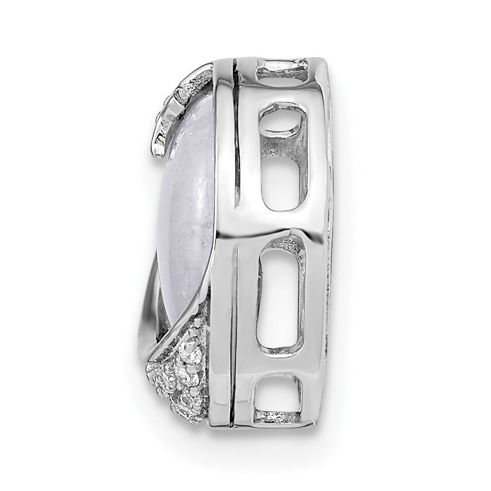 14k White Gold Diamond and Moonstone Moon & Star Chain Slide-PM6843-010-WA