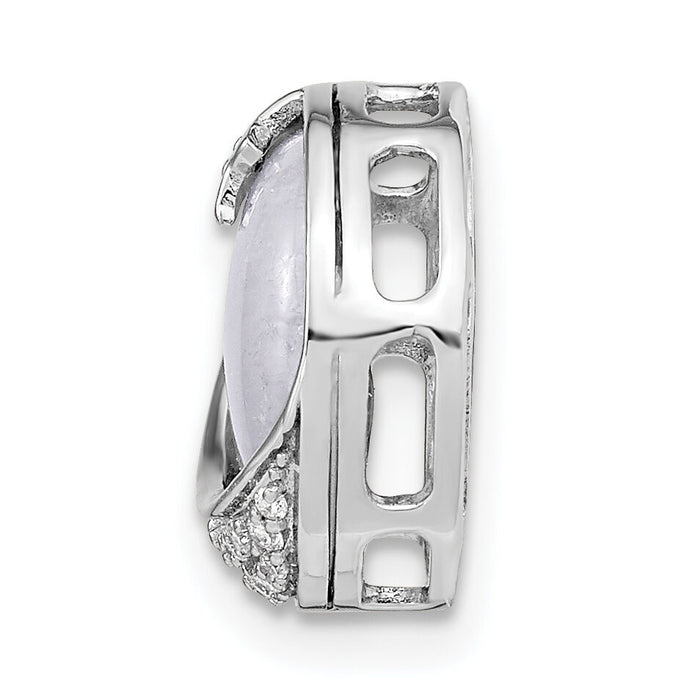 14k White Gold Diamond and Moonstone Moon & Star Chain Slide-PM6843-010-WA