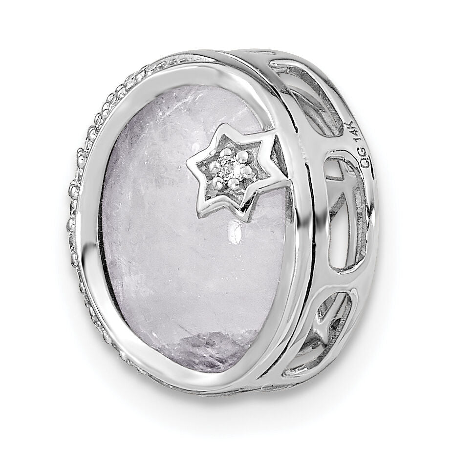 14k White Gold Diamond and Moonstone Moon & Star Chain Slide-PM6843-010-WA
