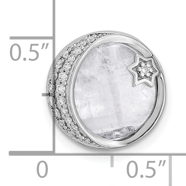 14k White Gold Diamond and Moonstone Moon & Star Chain Slide-PM6843-010-WA