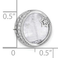 14k White Gold Diamond and Moonstone Moon & Star Chain Slide-PM6843-010-WA