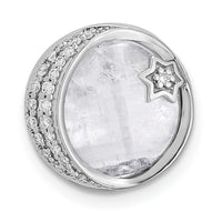 14k White Gold Diamond and Moonstone Moon & Star Chain Slide-PM6843-010-WA