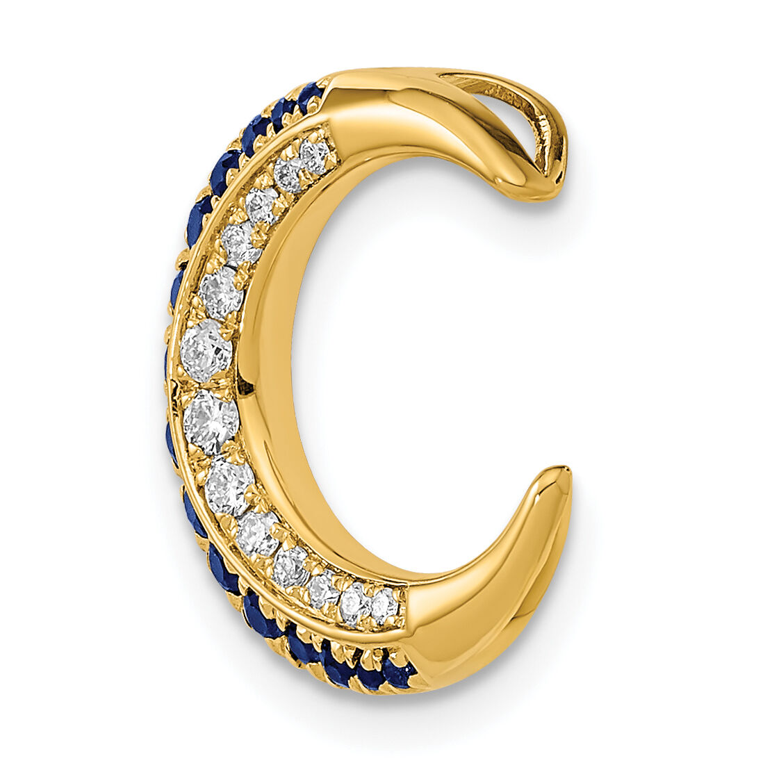 14k Polished Moon Sapphire and Diamond Chain Slide-PM6847-SA-012-YA