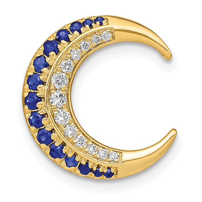 14k Polished Moon Sapphire and Diamond Chain Slide-PM6847-SA-012-YA