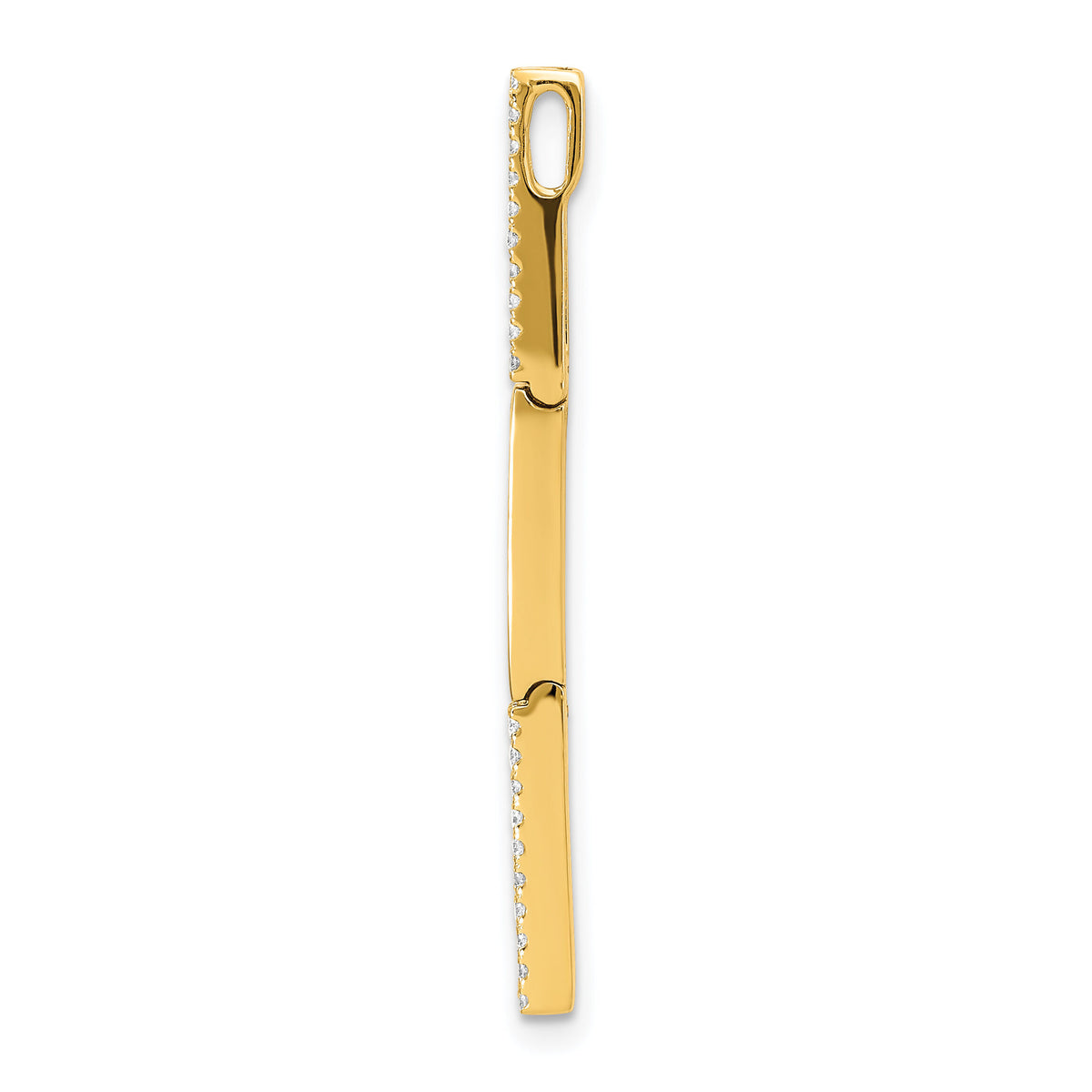 14k Polished Rectangle Link Diamond Chain Slide Pendant-PM6852-022-YA